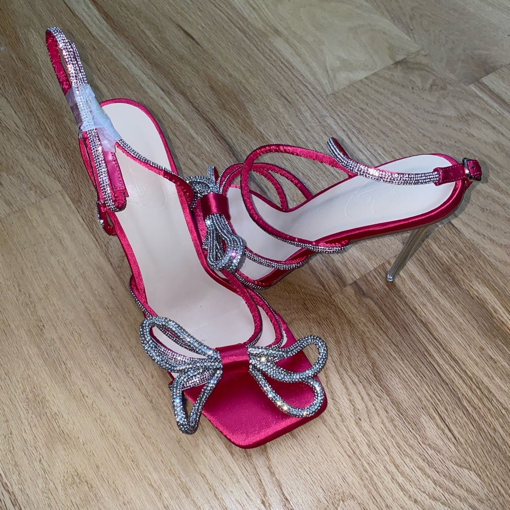 Cuccoo, Satin pink rhinestone heels.